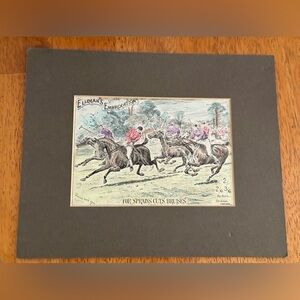 Vintage or Reproduction Equestrian Horses Framed Advertisement Art Print